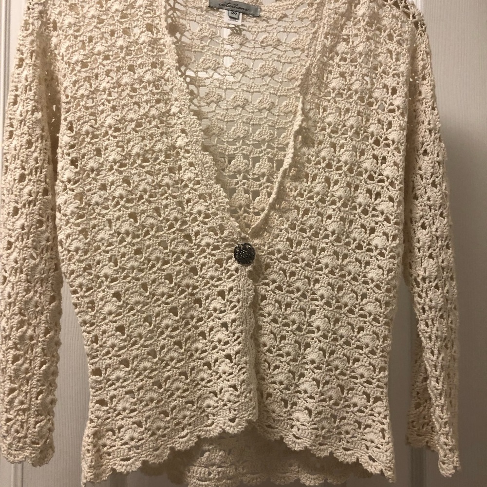 Elegant Cream Crochet Sweater